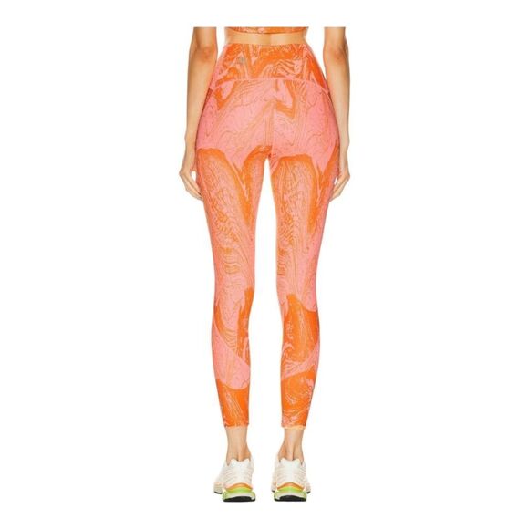 Adidas By Stella McCartney Cropped Printed Leggings Bright Orange Size L NEW - Picture 3 of 14